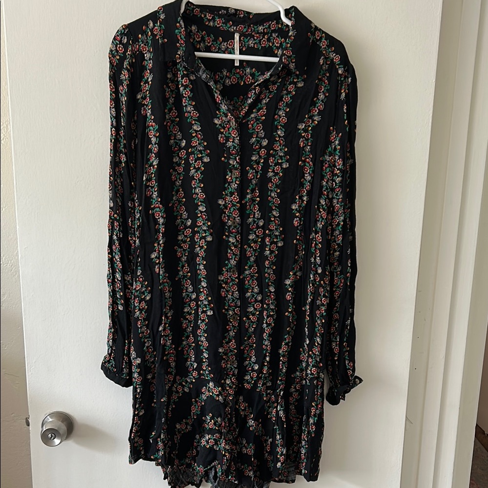 Floral Black Long Sleeve Dress